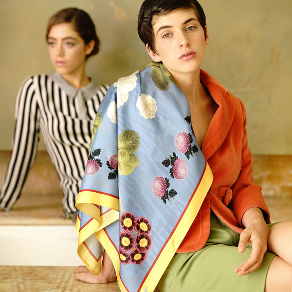 Floral Blur Square: Women's Designer Scarves