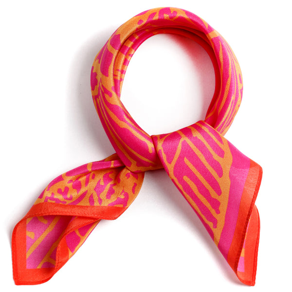 The Pink Dragonfly Handkerchief silk square yellow orange 45x45 packshot closeup