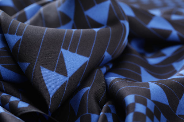 The Blue Triangles Silk Scarf