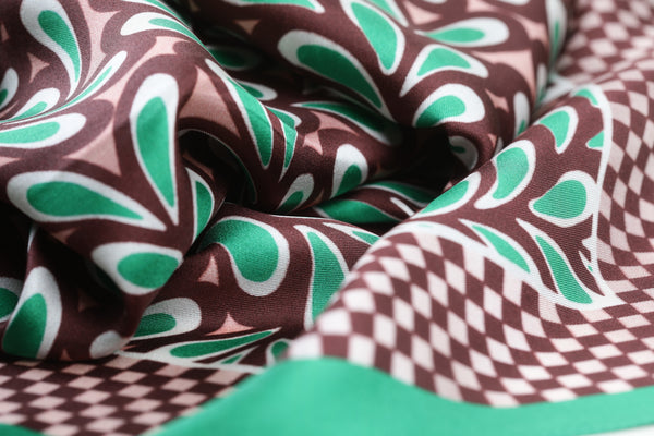 The Vienna Green Leaves Silk Scarf