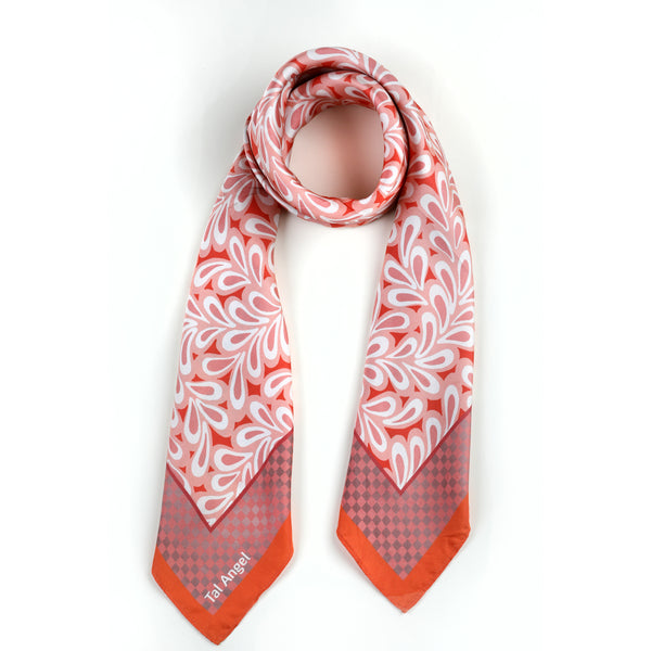The Vienna Pink Leaves Silk Scarf