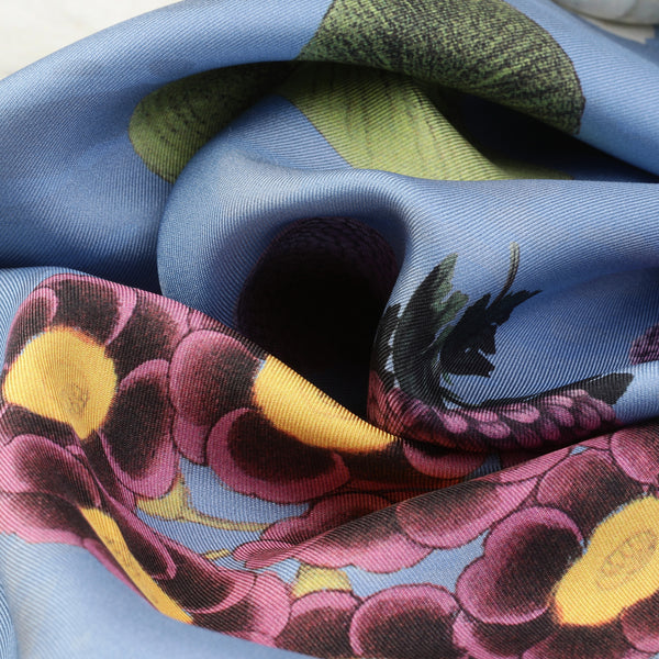 The Blue Camellia Designer Silk Scarf by Tal Angel
