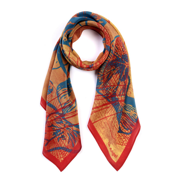 The-Bright-Yellow-Dragonfly-Scarf-silk-carre-square-red-blue-90x90-packshot-closeup