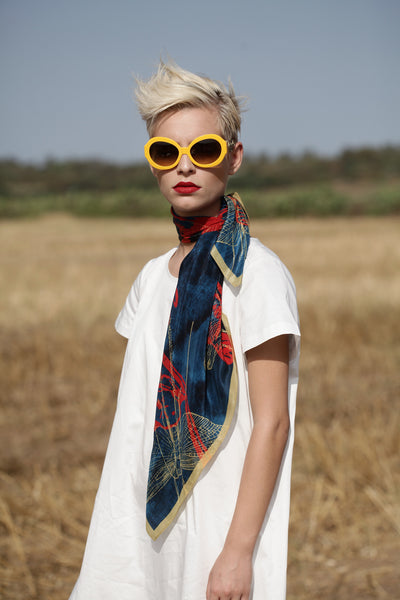 The-Deep-Blue-Dragonfly-Scarf-silk-carre-square-red-yellow-90x90-neck-tie-2016-campaign