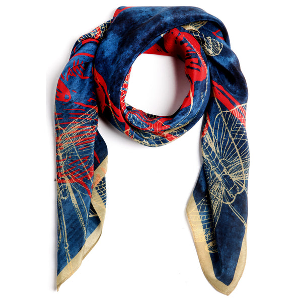 The-Deep-Blue-Dragonfly-Scarf-silk-carre-square-red-yellow-90x90-packshot-closeup