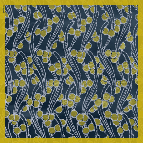The-Garden-of-Yellow-Pearls-Silk-Scarf-square-carre-135X135 cm-blue-grey-full-view-hermes-sarti-luxury-accessories