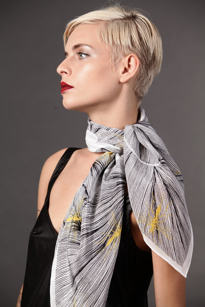 The-Yellow-Insect-Scarf-silk-carre-square-black-white-90x90-neck-tie-packshot