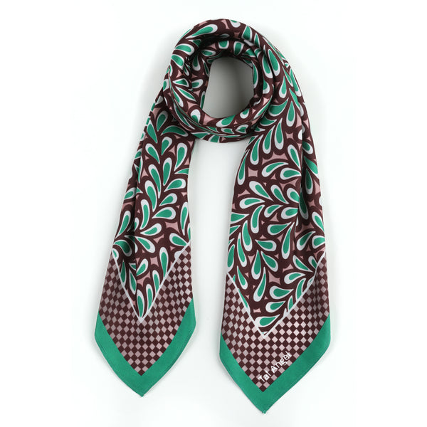 The Vienna Green Leaves Silk Scarf